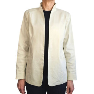 Eileen Fisher Cream Blazer with Stand-Up Collar Sz 12